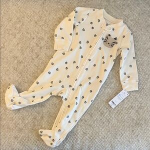 Carter’s Cream Paw-Print Footed One-Piece
